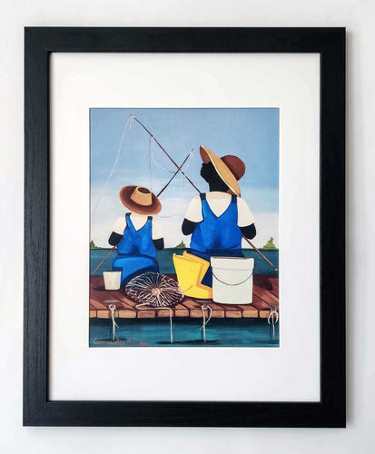Father & Son Bonding (Gone Fishing) by Cassandra Gillens - Framed Print 11x14