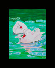 White Mandarin Ducks Painting - Print on Canvas